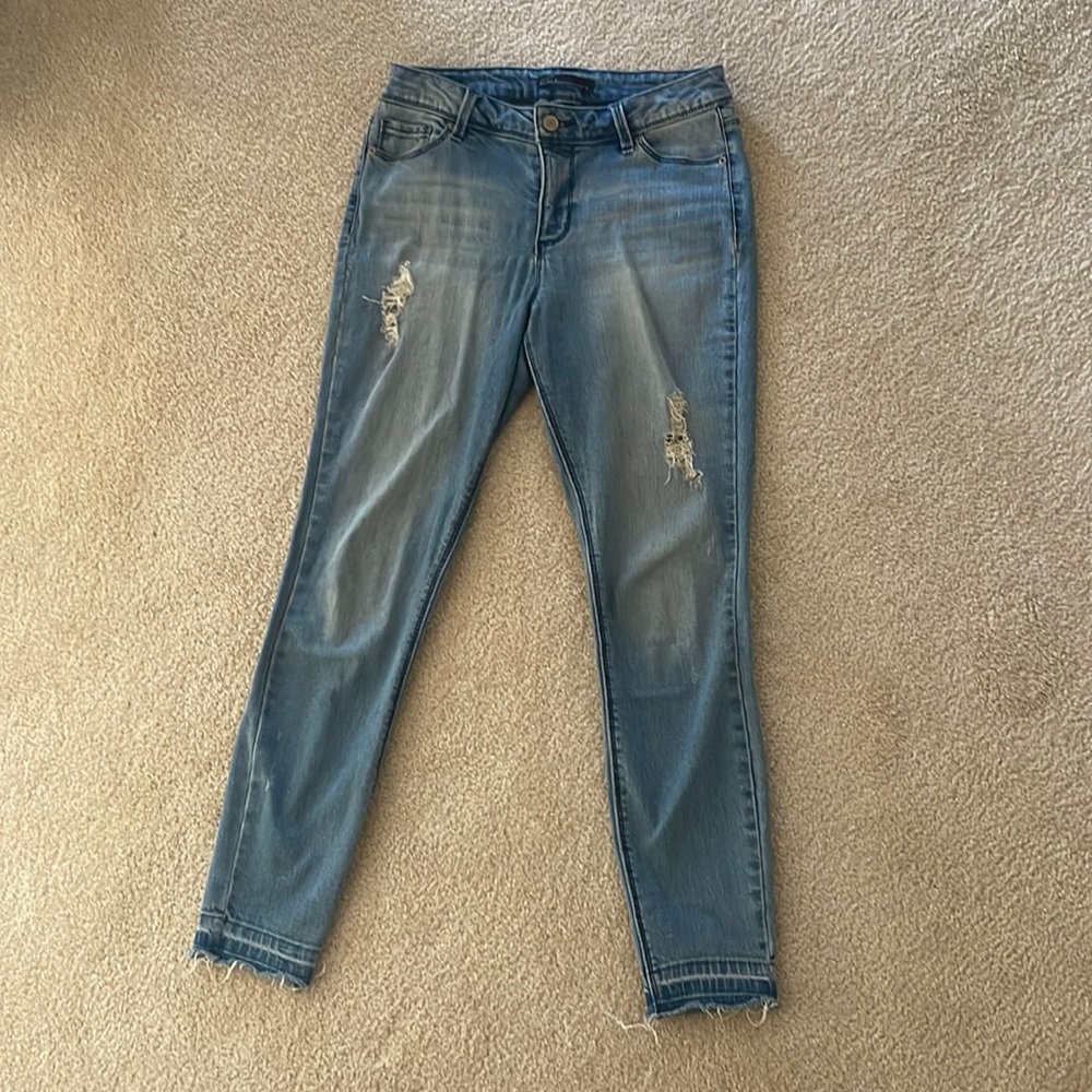 Cred NY skinny jeans with distressing and detail at bottom of leg